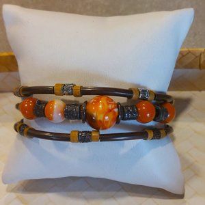 Women's Brown Mix Wraparound Bracelet w/Coin Accent - NWOT